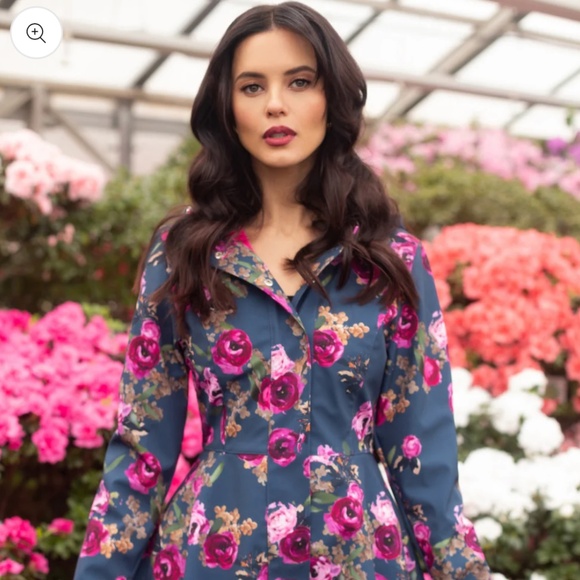 RainSisters Jackets & Blazers - RainSisters Fit and Flare Coat with Pleated Back in Misty Rose